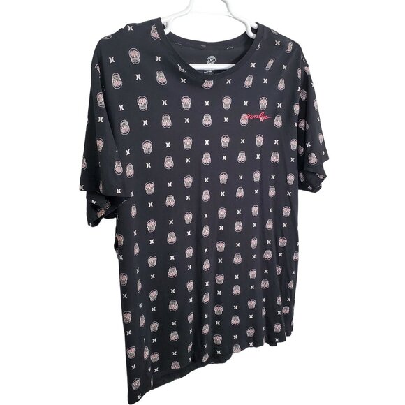 Hurley Other - Hurley XXL Mens Shirt Graphic Tee Black Sugar Skull Allover Print Short Sleeve